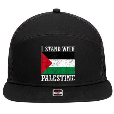 I Stand With Palestine Palestinian Flag Palestine Pride 7 Panel Mesh Trucker Snapback Hat