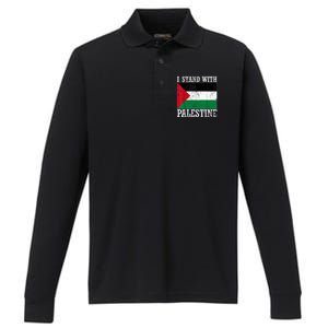 I Stand With Palestine Palestinian Flag Palestine Pride Performance Long Sleeve Polo