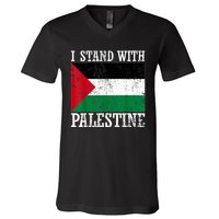 I Stand With Palestine Palestinian Flag Palestine Pride V-Neck T-Shirt