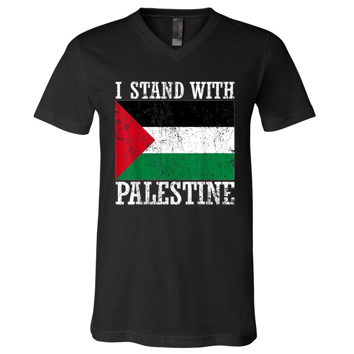 I Stand With Palestine Palestinian Flag Palestine Pride V-Neck T-Shirt