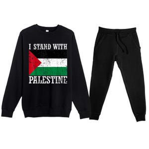 I Stand With Palestine Palestinian Flag Palestine Pride Premium Crewneck Sweatsuit Set