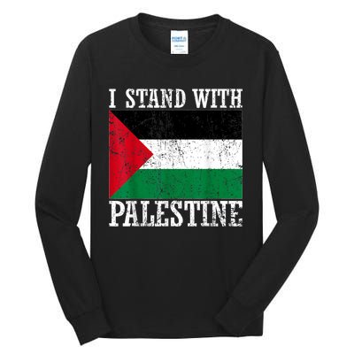 I Stand With Palestine Palestinian Flag Palestine Pride Tall Long Sleeve T-Shirt