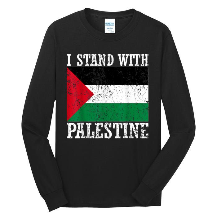 I Stand With Palestine Palestinian Flag Palestine Pride Tall Long Sleeve T-Shirt