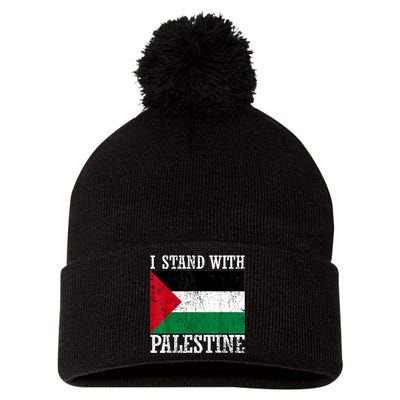 I Stand With Palestine Palestinian Flag Palestine Pride Pom Pom 12in Knit Beanie