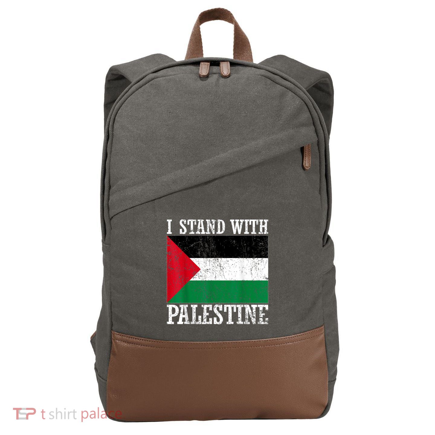 I Stand With Palestine Palestinian Flag Palestine Pride Cotton Canvas Backpack
