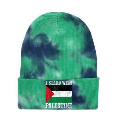 I Stand With Palestine Palestinian Flag Palestine Pride Tie Dye 12in Knit Beanie