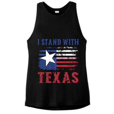 I Stand With Texas Flag Usa State Of Texas Ladies PosiCharge Tri-Blend Wicking Tank