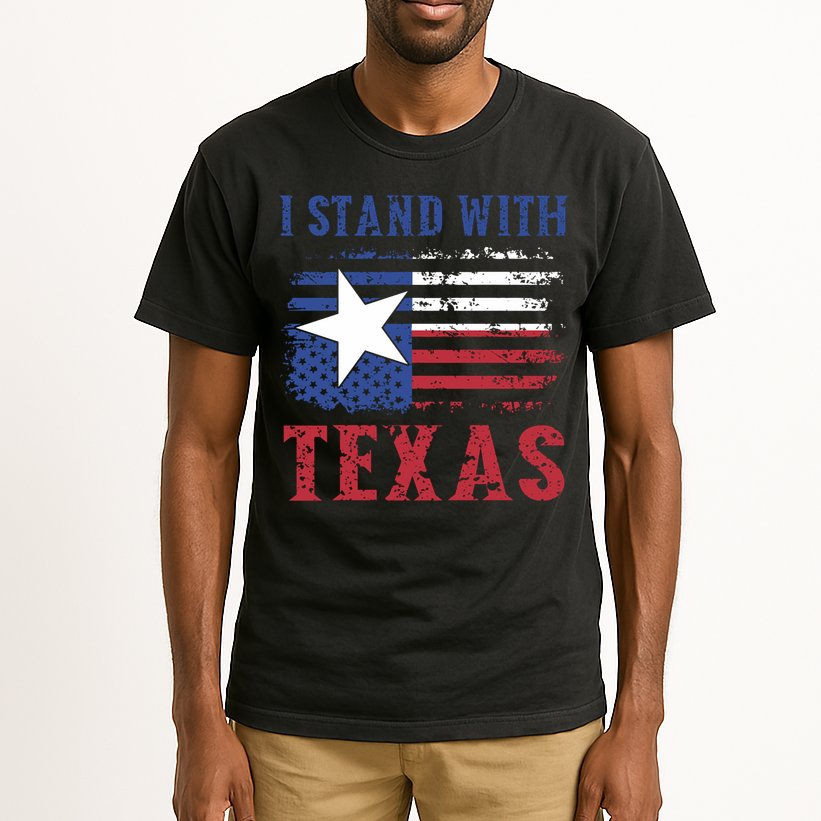 I Stand With Texas Flag Usa State Of Texas Tall T-Shirt