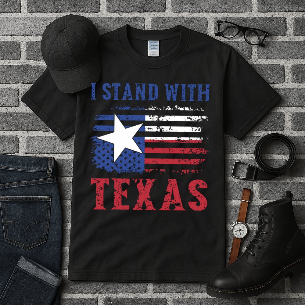 I Stand With Texas Flag Usa State Of Texas Tall T-Shirt
