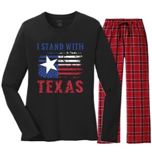 I Stand With Texas Flag Usa State Of Texas Women's Long Sleeve Flannel Pajama Set 