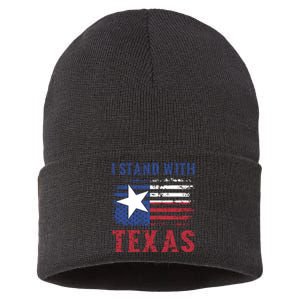 I Stand With Texas Flag Usa State Of Texas Sustainable Knit Beanie