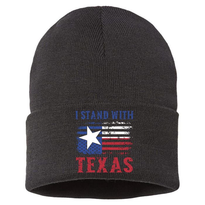 I Stand With Texas Flag Usa State Of Texas Sustainable Knit Beanie