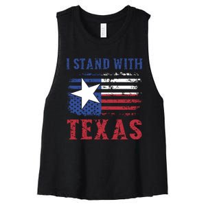 I Stand With Texas Flag Usa State Of Texas Women's Racerback Cropped Tank