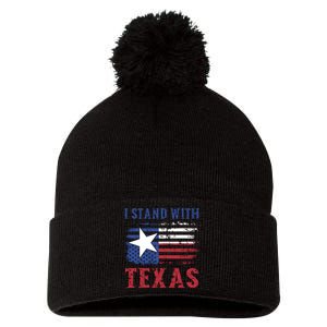 I Stand With Texas Flag Usa State Of Texas Pom Pom 12in Knit Beanie