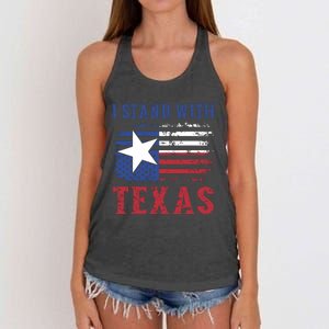 I Stand With Texas Flag Usa State Of Texas Women's Knotted Racerback Tank