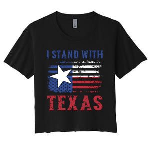 I Stand With Texas Flag Usa State Of Texas Women's Crop Top Tee