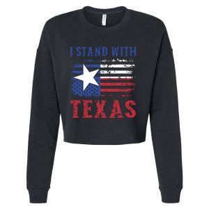 I Stand With Texas Flag Usa State Of Texas Cropped Pullover Crew