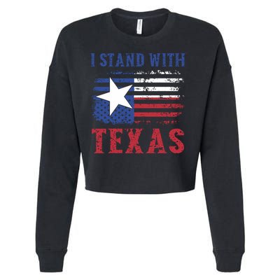 I Stand With Texas Flag Usa State Of Texas Cropped Pullover Crew