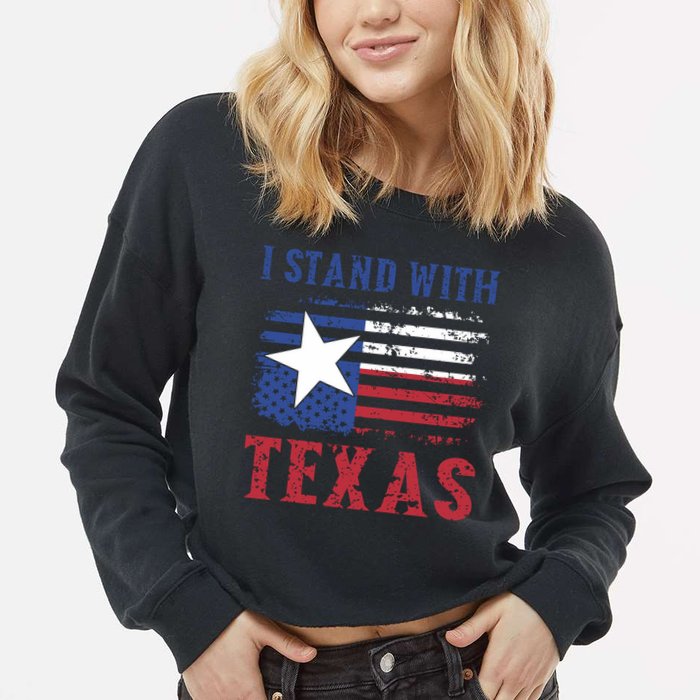 I Stand With Texas Flag Usa State Of Texas Cropped Pullover Crew