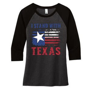 I Stand With Texas Flag Usa State Of Texas Women's Tri-Blend 3/4-Sleeve Raglan Shirt