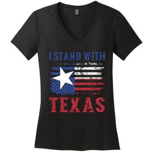 I Stand With Texas Flag Usa State Of Texas Women's V-Neck T-Shirt