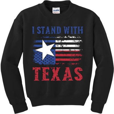 I Stand With Texas Flag Usa State Of Texas Kids Sweatshirt