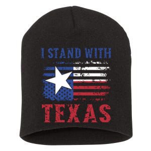 I Stand With Texas Flag Usa State Of Texas Short Acrylic Beanie