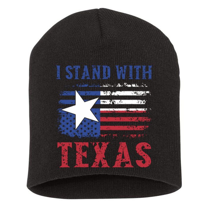 I Stand With Texas Flag Usa State Of Texas Short Acrylic Beanie