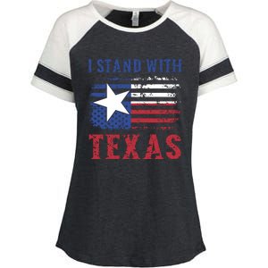 I Stand With Texas Flag Usa State Of Texas Enza Ladies Jersey Colorblock Tee