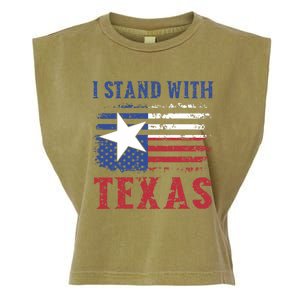 I Stand With Texas Flag Usa State Of Texas Garment-Dyed Women's Muscle Tee