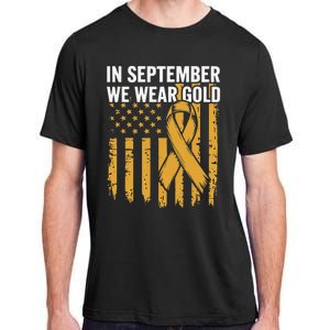 In September We Wear Gold Childhood Cancer Awareness Us Flag Adult ChromaSoft Performance T-Shirt