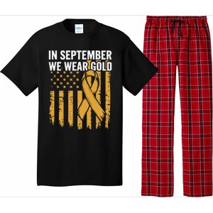 In September We Wear Gold Childhood Cancer Awareness Us Flag Pajama Set