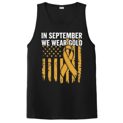 In September We Wear Gold Childhood Cancer Awareness Us Flag PosiCharge Competitor Tank