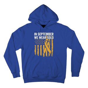 In September We Wear Gold Childhood Cancer Awareness Us Flag Hoodie