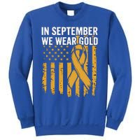 In September We Wear Gold Childhood Cancer Awareness Us Flag Sweatshirt