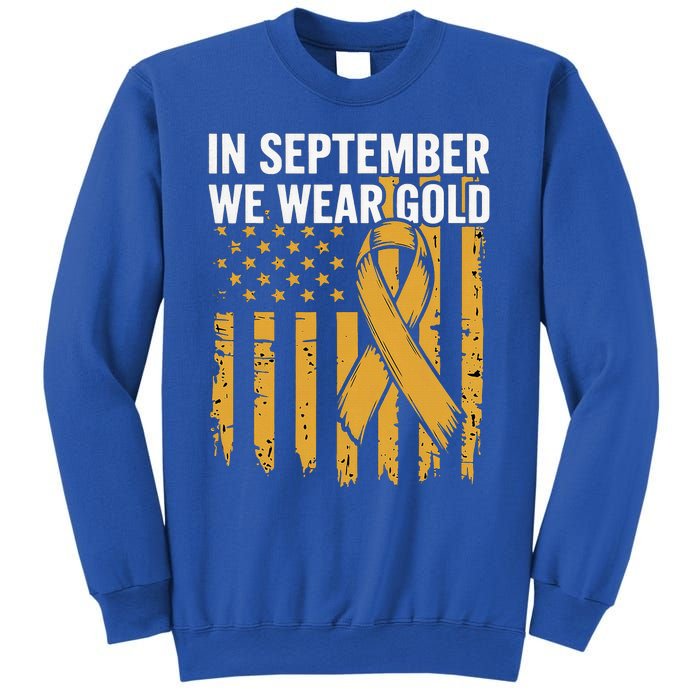 In September We Wear Gold Childhood Cancer Awareness Us Flag Sweatshirt