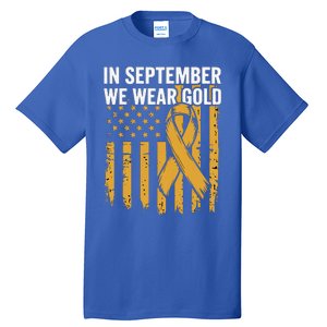 In September We Wear Gold Childhood Cancer Awareness Us Flag Tall T-Shirt