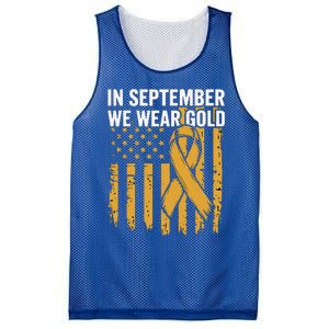 In September We Wear Gold Childhood Cancer Awareness Us Flag Mesh Reversible Basketball Jersey Tank