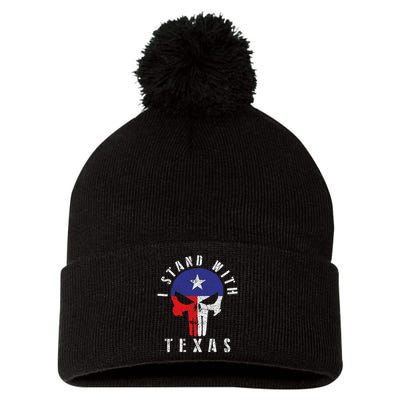 I Stand With Texas Pom Pom 12in Knit Beanie