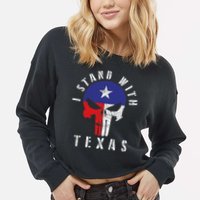 I Stand With Texas Cropped Pullover Crew