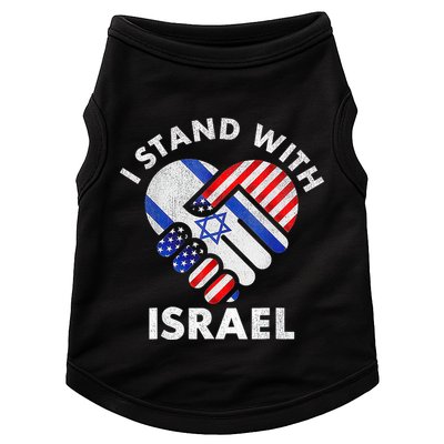 I Stand With Israel Usa American Flag With Israel Flag Heart Doggie Tank
