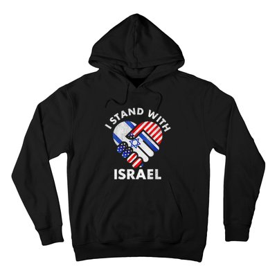 I Stand With Israel Usa American Flag With Israel Flag Heart Hoodie