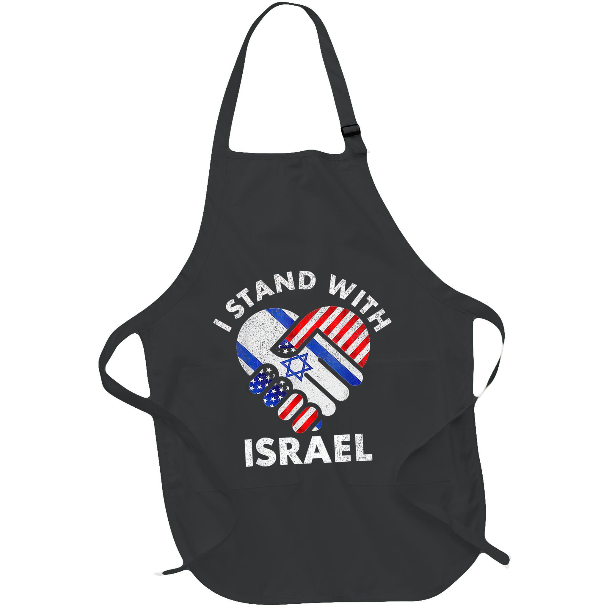 I Stand With Israel Usa American Flag With Israel Flag Heart Apron