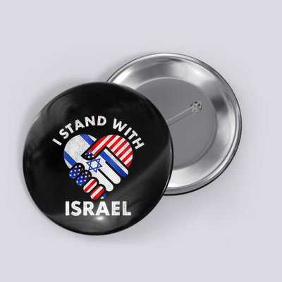 I Stand With Israel Usa American Flag With Israel Flag Heart Button