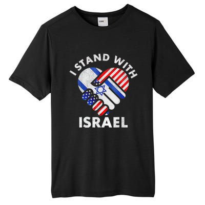 I Stand With Israel Usa American Flag With Israel Flag Heart Tall Fusion ChromaSoft Performance T-Shirt