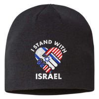 I Stand With Israel Usa American Flag With Israel Flag Heart Sustainable Beanie