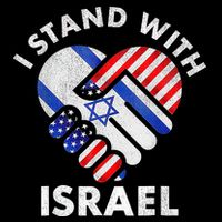 I Stand With Israel Usa American Flag With Israel Flag Heart Sustainable Beanie