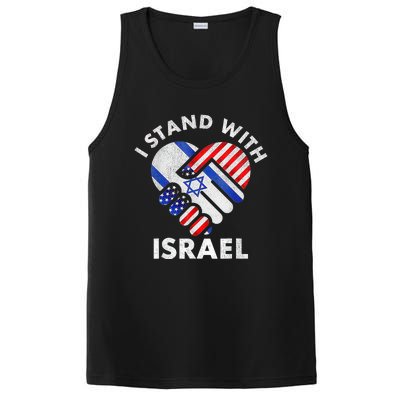 I Stand With Israel Usa American Flag With Israel Flag Heart PosiCharge Competitor Tank