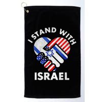 I Stand With Israel Usa American Flag With Israel Flag Heart Golf Towel