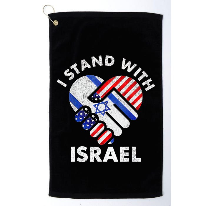 I Stand With Israel Usa American Flag With Israel Flag Heart Golf Towel